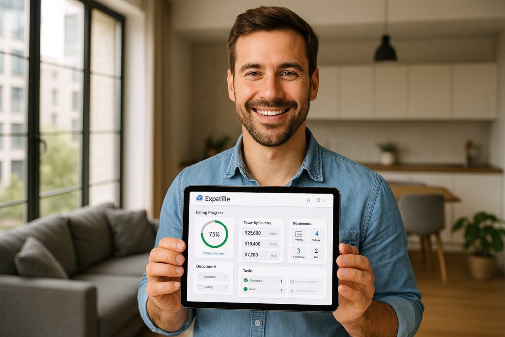 Best US Tax Software for Digital Nomads in 2025! 4 Expat using Expatfile tax software on a tablet