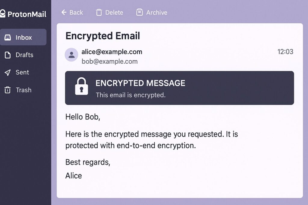 Why US Digital Nomads Need Encrypted Apps in 2025 6 ProtonMail encrypted email inbox interface