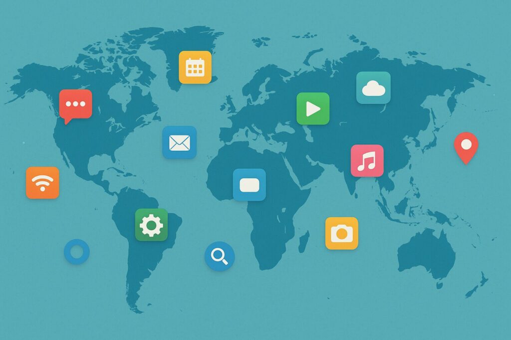 Best Budgeting Apps for Digital Nomads in 2025 2 world map app icons