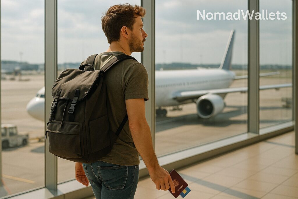 Best Credit Cards for Digital Nomads in 2025: Your Ultimate Guide 6 Nomad at airport holding passport and credit card
