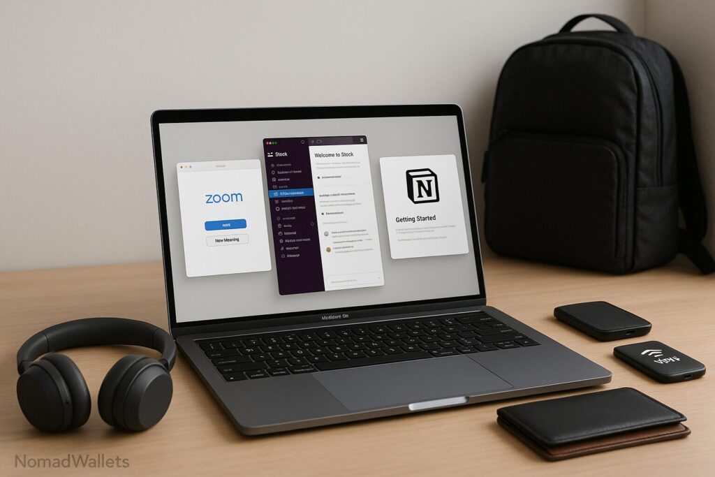 How to Become a Digital Nomad in 2025: A Step-by-Step Guide 5 Digital nomad’s desk setup with essential remote tools