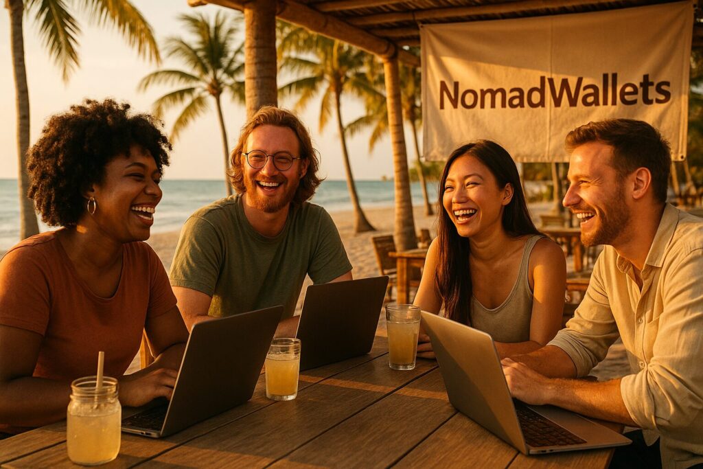 How to Become a Digital Nomad in 2025: A Step-by-Step Guide 9 Digital nomads networking in a supportive community setting
