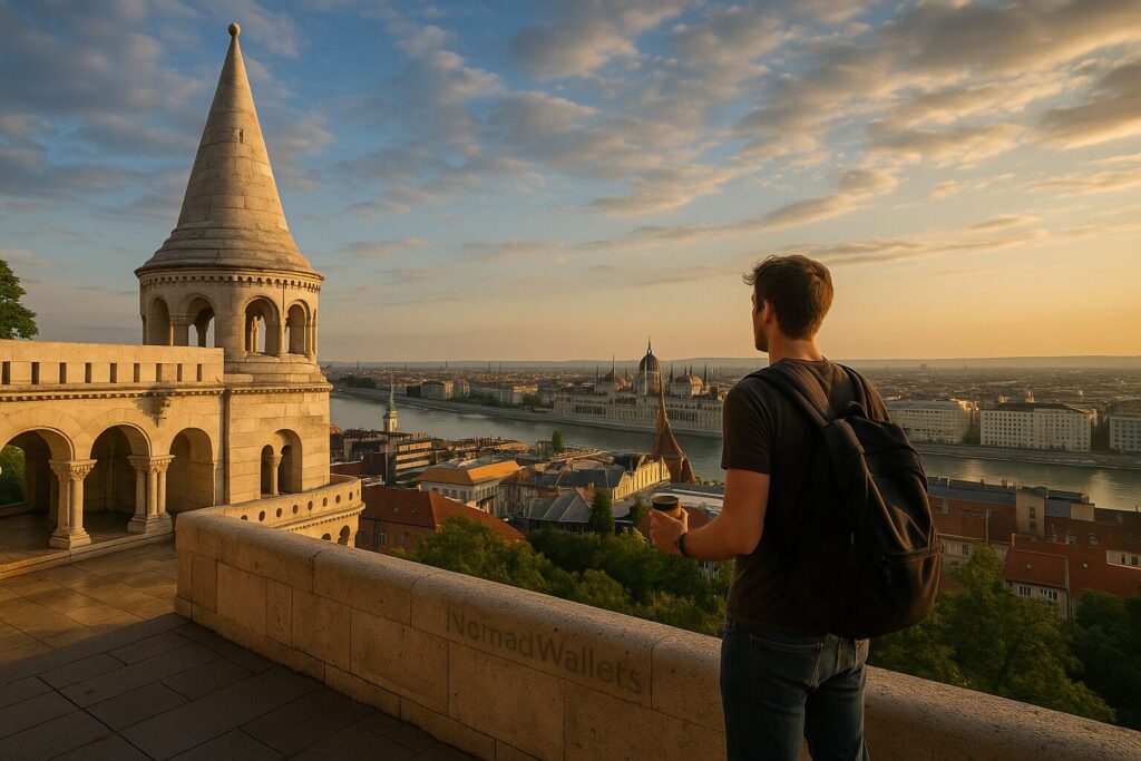 Unlocking Digital Nomad Visas in Europe 2025: Essential Guide 4 Digital nomad enjoying the view at Fisherman’s Bastion in Budapest, one of Europe’s top hotspots.
