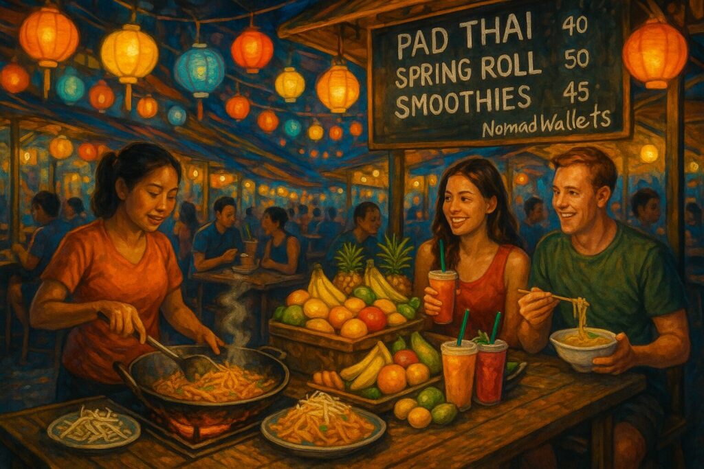 How Much Do You Need to Live as a Digital Nomad in Thailand 2025? 3 Thai street food vendor with delicious affordable dishes for nomads in 2025