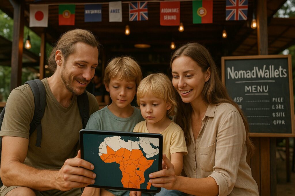 Best Digital Nomad Health Insurance for Africa & Middle East Travelers (2025) 5 Nomad family reviewing international health insurance coverage in Africa and Middle East