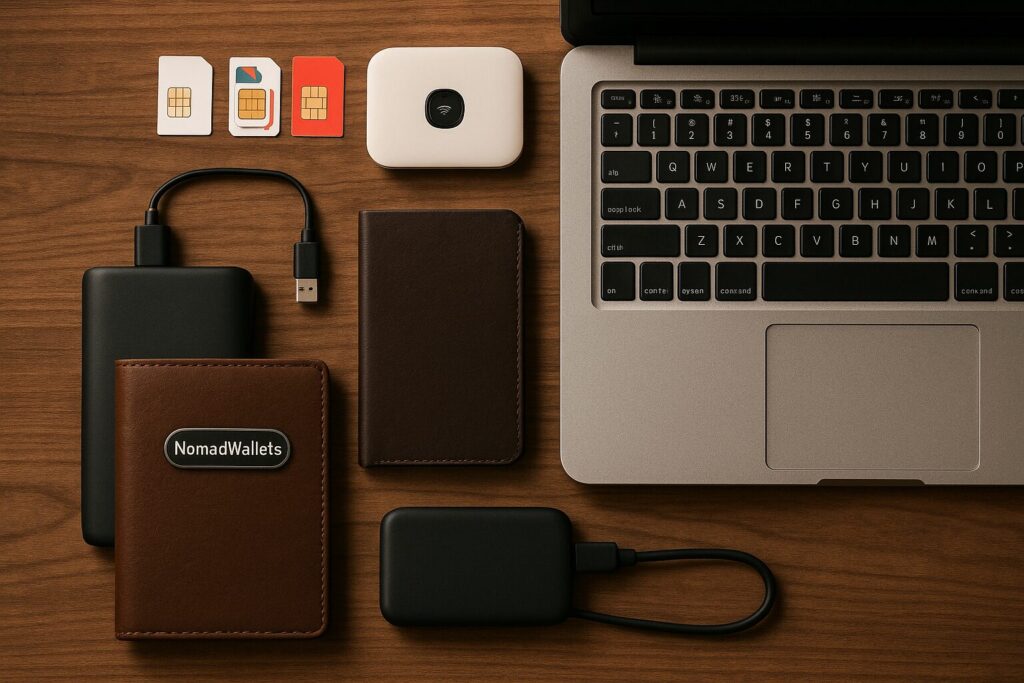 Ultimate Nomad Productivity Hacks for US Freelancers 2025 5 Digital nomad offline and Wi-Fi backup toolkit with NomadWallets passport holder