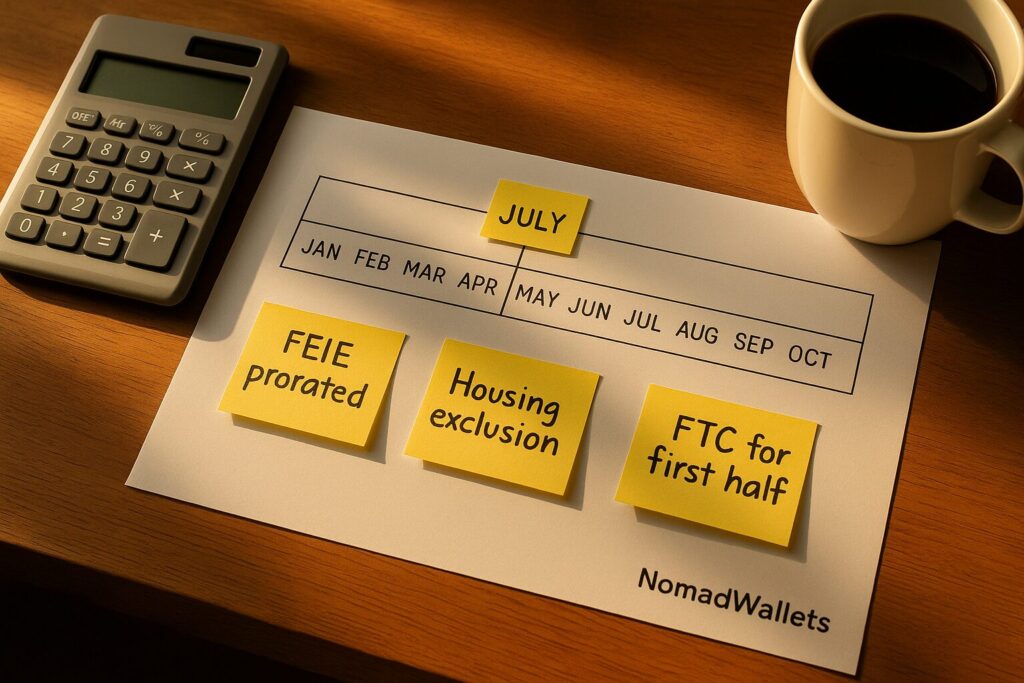 Why Hiring a Proven Digital Nomad Tax Accountant Is the Smart Move in 2025 8 Partial-year FEIE proration timeline with housing exclusion and FTC notes.