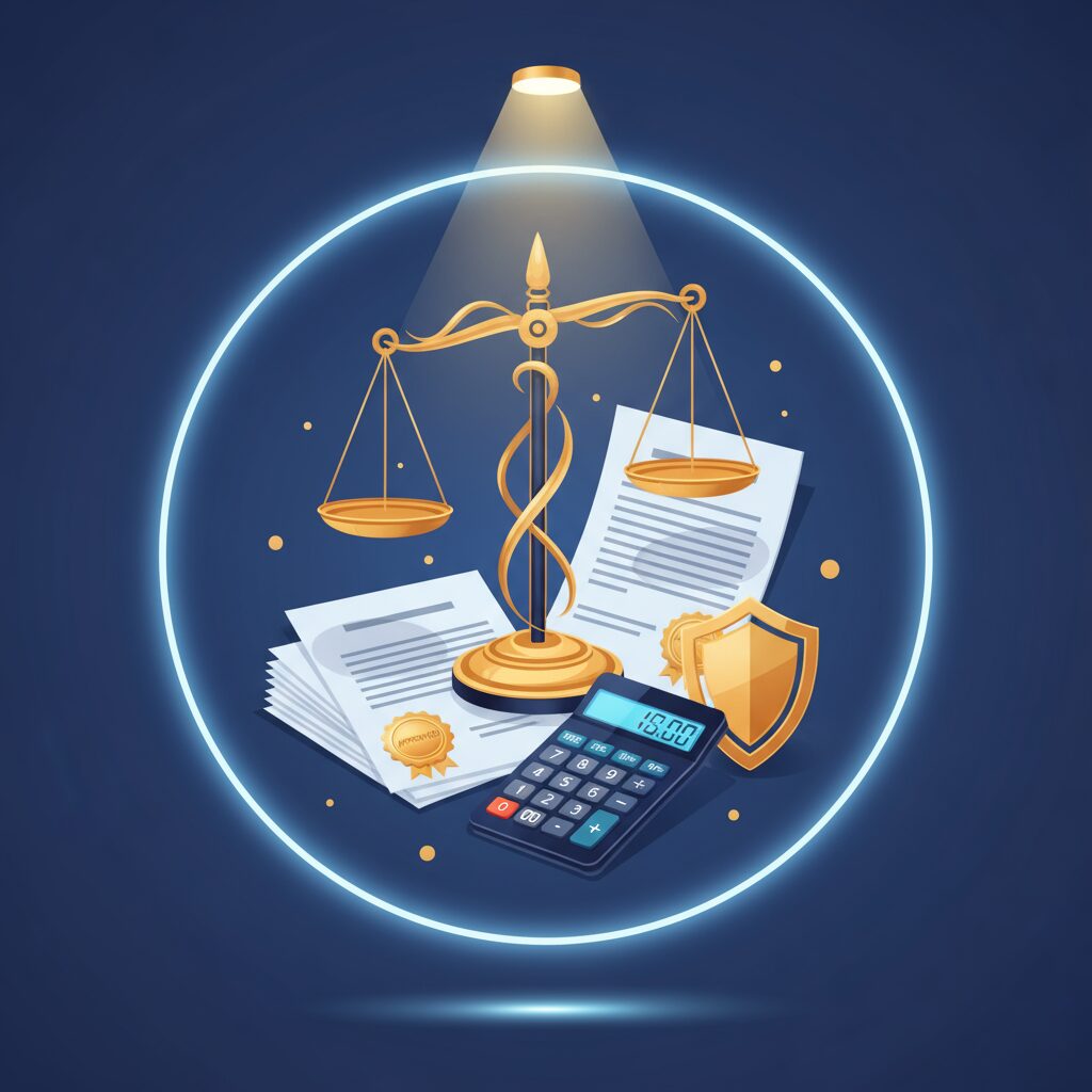 US Digital Nomad Hub: Your Complete Resource Guide 6 Authoritative tax and legal composition with scales, approved documents, and shield signaling compliant filing for Americans abroad.