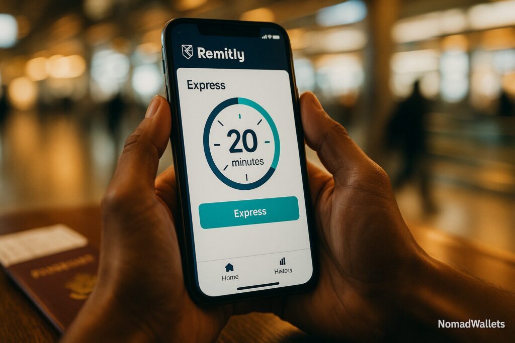 Best Money Transfer Service for Digital Nomads: Wise vs Remitly vs Western Union (2025) 10 Remitly Express showing fast money transfer delivery in minutes for emergencies