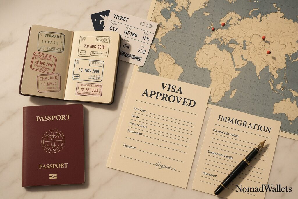 Digital Nomads 2025: The Complete Expert Guide (Everything People Ask Online) 4 Digital nomad visa passport stamps immigration documents travel permits international