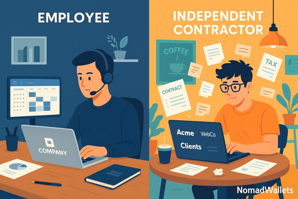 10 Essential Remote Work Contracts Rules for US Companies 2 Employee vs independent contractor classification comparison for remote work contracts showing legal differences