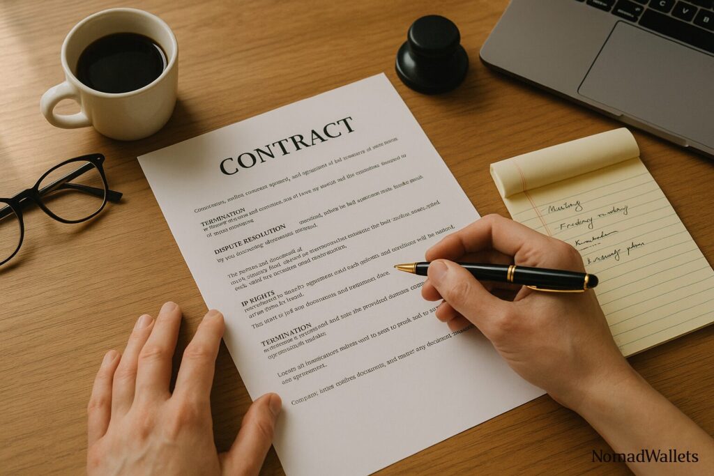 10 Essential Remote Work Contracts Rules for US Companies 5 Remote work contract template with essential clauses for termination and dispute resolution for international workers