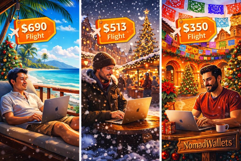 Average Cost of Christmas as a Digital Nomad by Region comparison chart