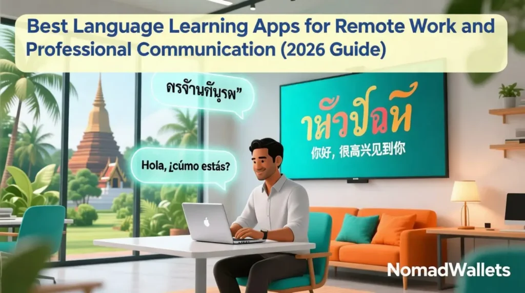 Best language learning apps for remote work and professional communication 2026 guide digital nomad in Chiang Mai coworking space