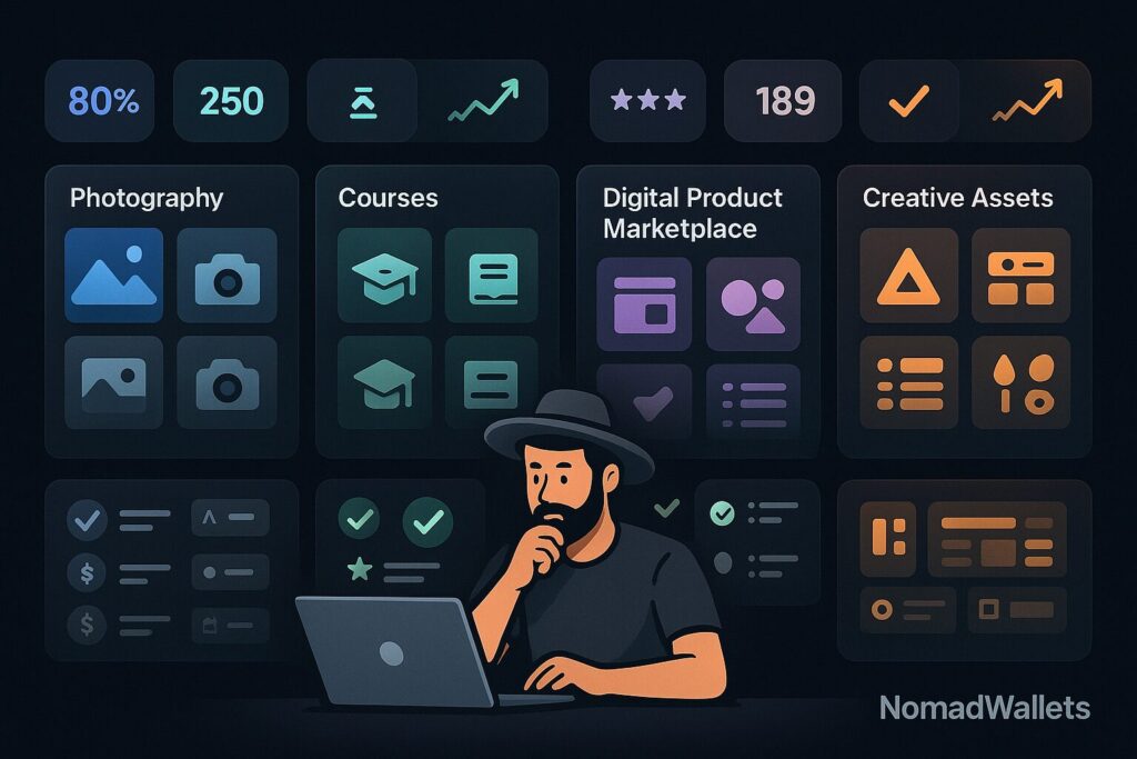 IP licensing platforms comparison Shutterstock Adobe Stock Gumroad Teachable creators