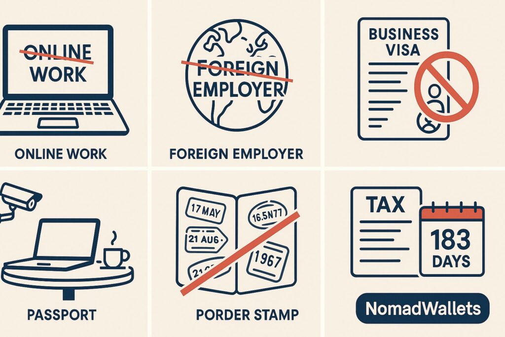 Remote Work Visas vs Tourist Visas: The Ultimate 2026 Guide to Legal Employment Abroad 4 Six common myths about working remotely on tourist visas debunked with visual examples