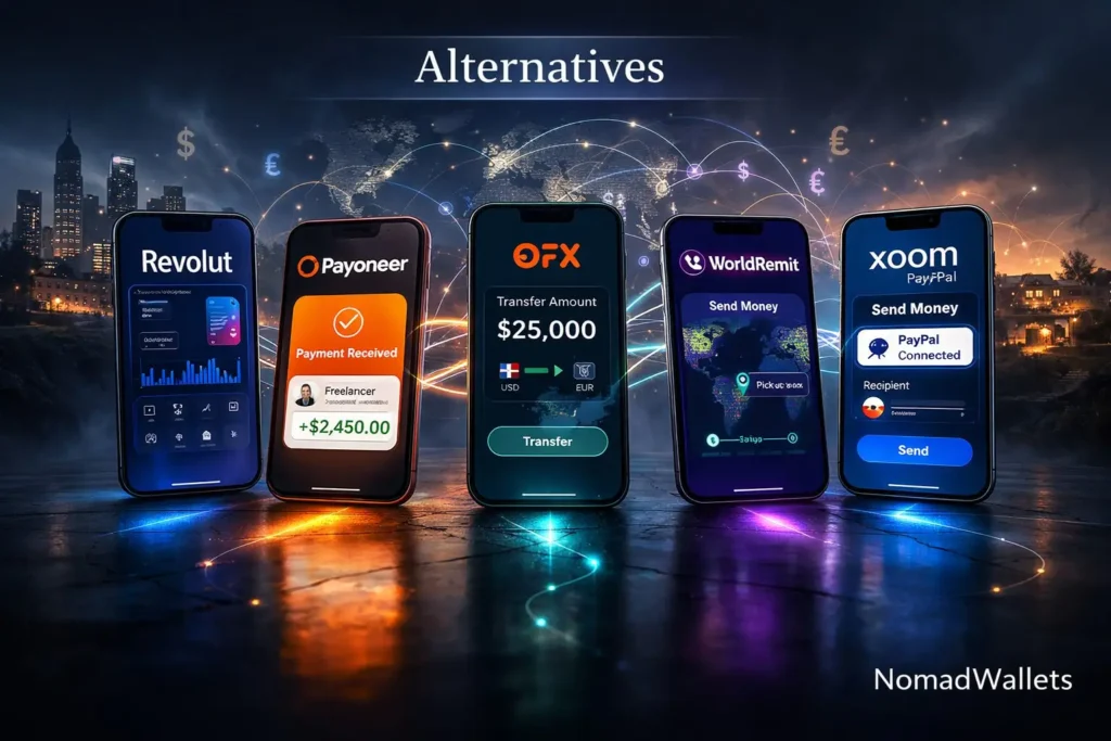 Best Money Transfer Service for Digital Nomads (2026): Wise vs Remitly vs Western Union 11 Alternative money transfer services for digital nomads including Revolut Payoneer OFX WorldRemit and Xoom compared as options beyond Wise Remitly and Western Union