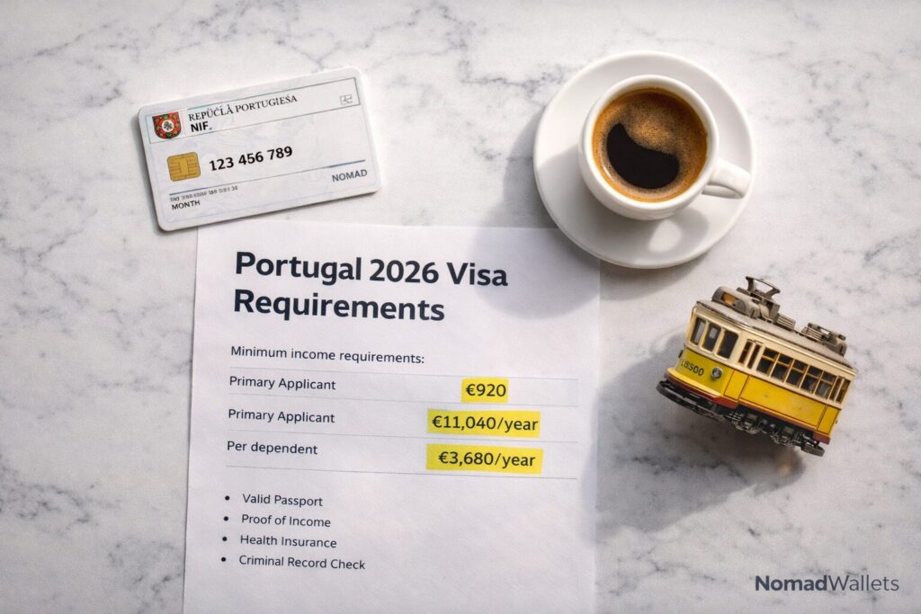 Best Portuguese Banks for Non-Residents 2026 Guide 6 Portugal minimum wage 2026 - D7 and D8 visa income requirements chart