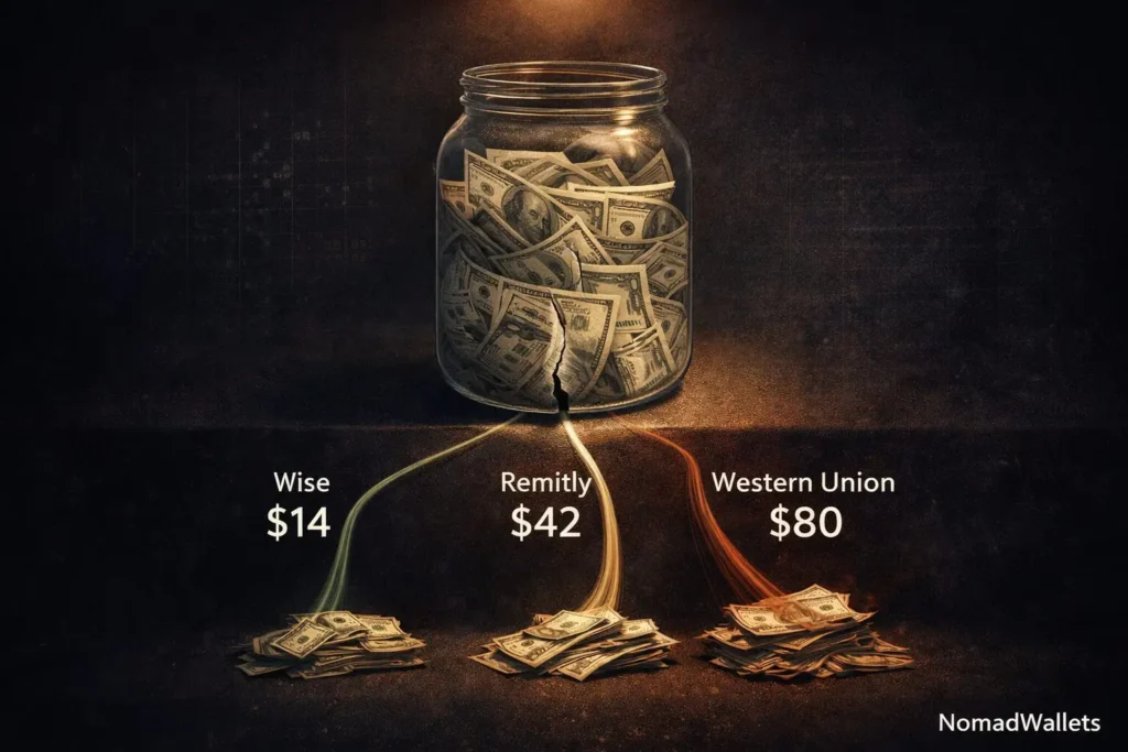 Best Money Transfer Service for Digital Nomads (2026): Wise vs Remitly vs Western Union 7 Real cost comparison of sending $1,000 internationally showing Wise Remitly and Western Union total costs for digital nomads