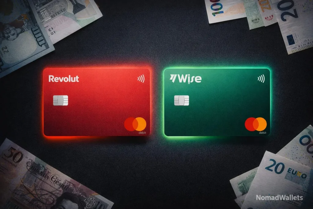 Wise and Revolut debit cards comparison for digital nomad banking and budget tracking