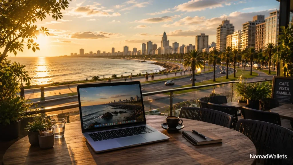 Montevideo Uruguay waterfront remote work café for digital nomads seeking political stability and peaceful living