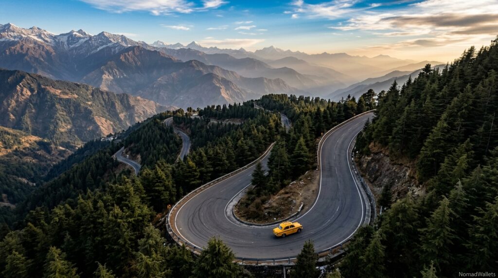 Best Digital Nomad Village in India: Nomad Sikkim Yakten (2026) 11 Winding mountain road route from Bagdogra to Gangtok towards Yakten