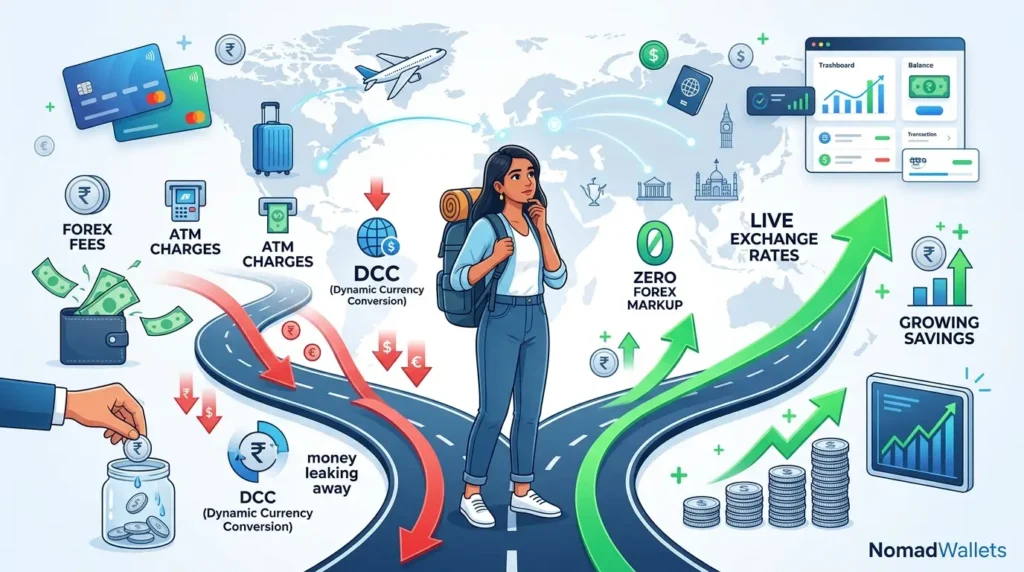 Illustration showing savings from zero forex markup travel cards