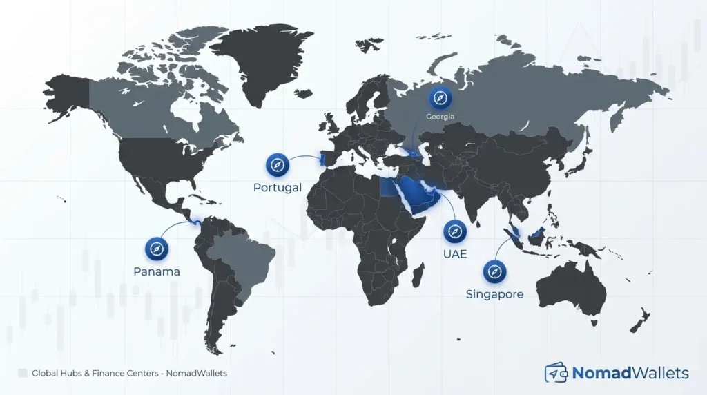 Expat Tax Planning Guide 2026: Strategies to Reduce Taxes Legally 12 Map showing tax-friendly countries for expats in 2026