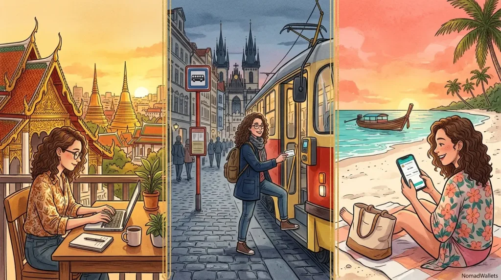 Real-world digital nomad banking scenarios across countries