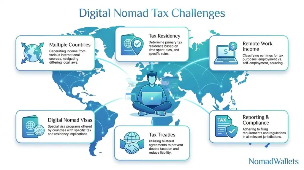 Expat Tax Planning Guide 2026: Strategies to Reduce Taxes Legally 13 Digital nomad tax challenges including tax residency, visas, treaties, and remote work