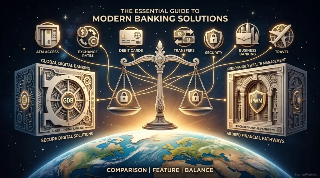 Comparison of the best bank accounts for digital nomads including multi-currency features and travel