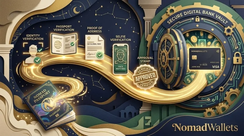 Step-by-step process of opening a bank account for digital nomads.