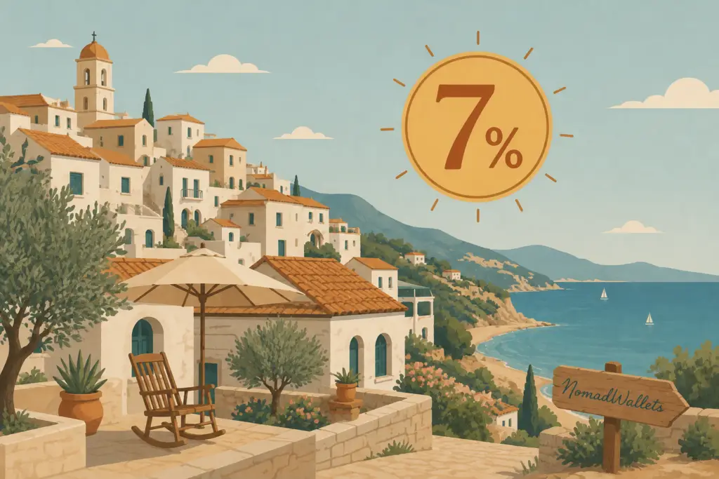 Illustration of southern Italy's 7% flat tax regime for foreign retirees