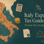 Italy Expat Tax Guide 2026: Proven Tax-Saving Benefits 1 Italy Expat Tax Guide 2026 hero image showing map of Italy with tax icons